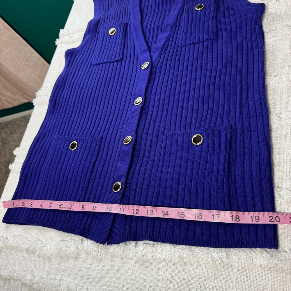 JH Collectables VTG Royal Blue Sweater Vest Lambswool Acrylic Blend Buttons Sz L - Picture 6 of 9